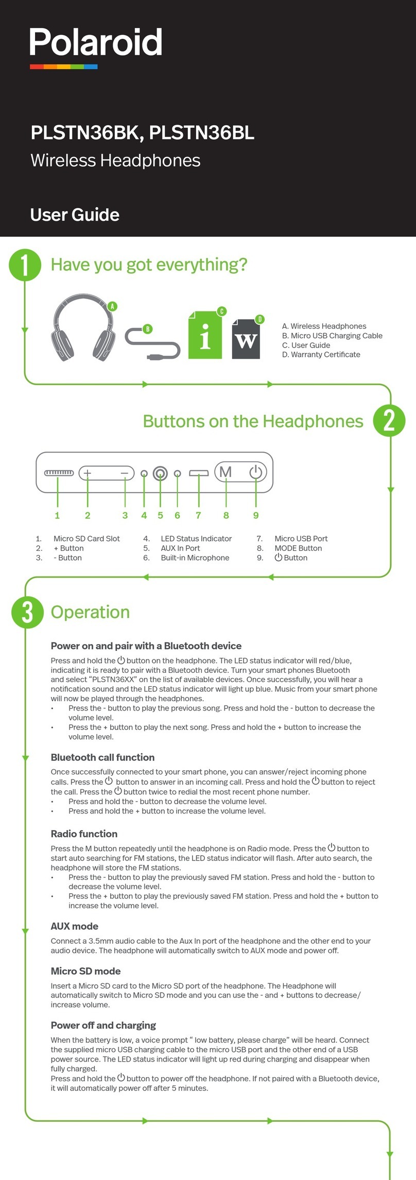 Polaroid PLSTN36BK user guide