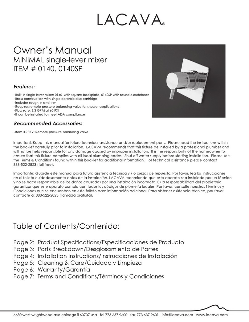 Lacava MINIMAL 0140 owner's manual