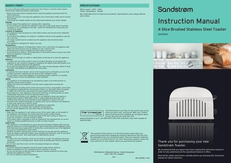Sandstrom S04TBS11 User manual