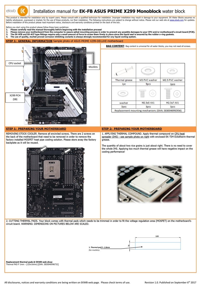 ekwb EK-FB ASUS PRIME X299 Monoblock User manual