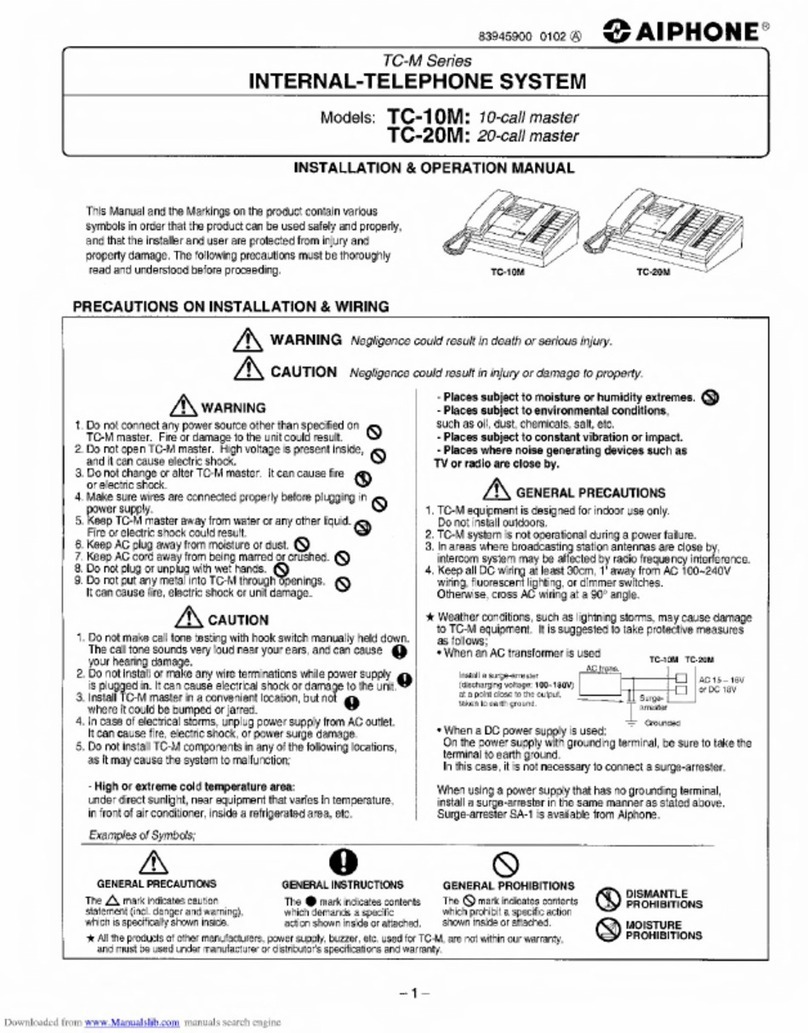 Aiphone TC-M Series Installation & operation manual