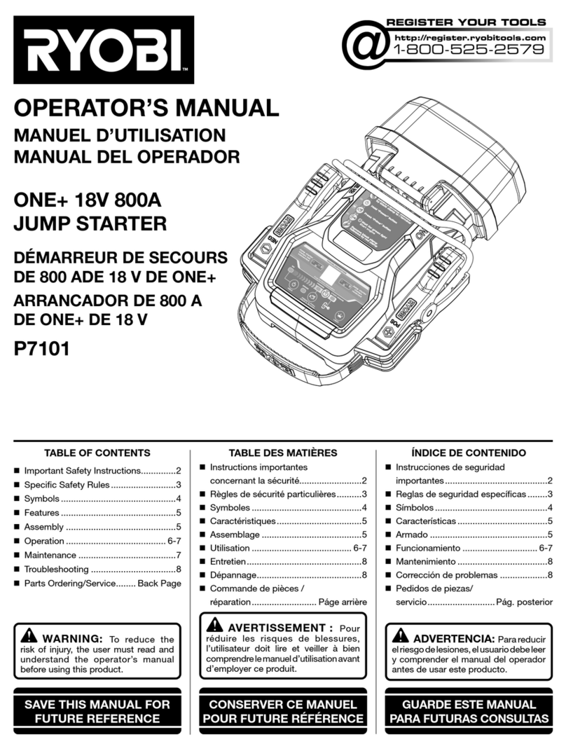 Ryobi 18V ONE+ 4.75 GAL. WET/DRY VACUUM Operator's manual