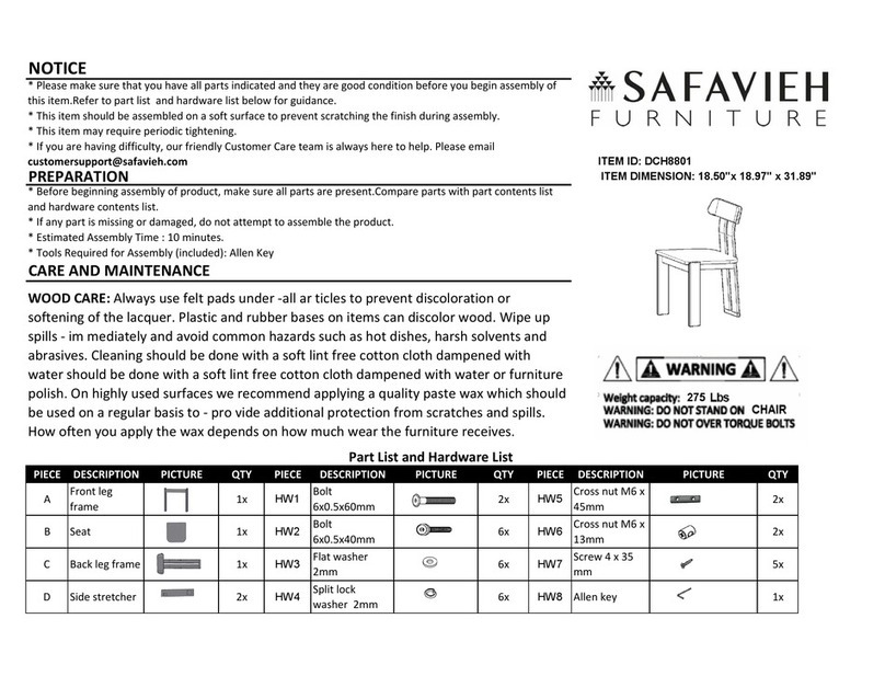 Safavieh Furniture DCH8801 quick start guide