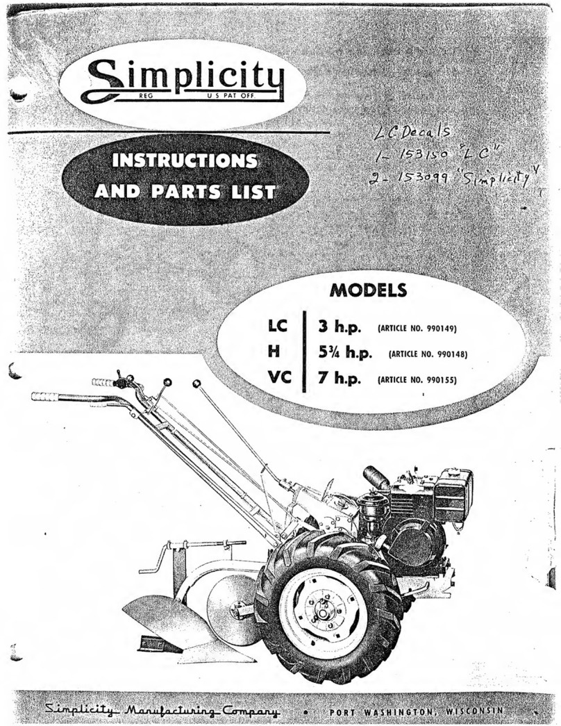 Simplicity LC Instructions and parts list