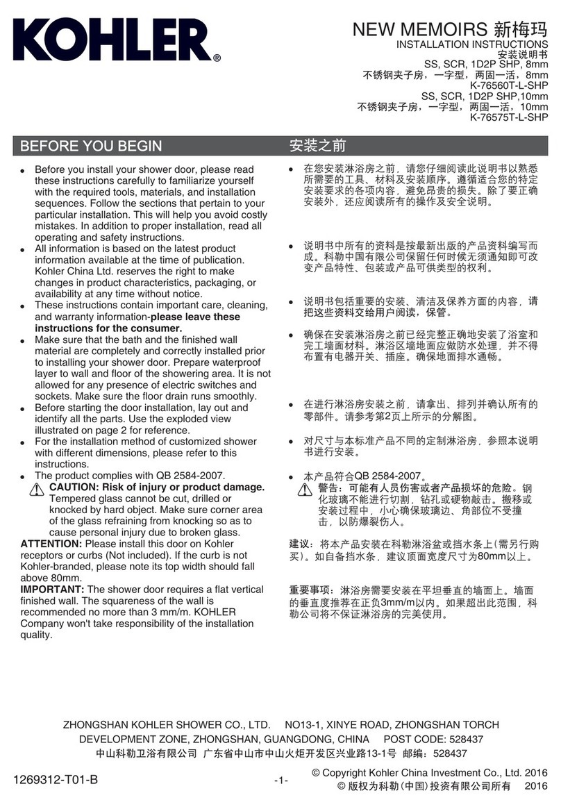 Kohler NEW MEMOIRS K-76560T-L-SHP User manual