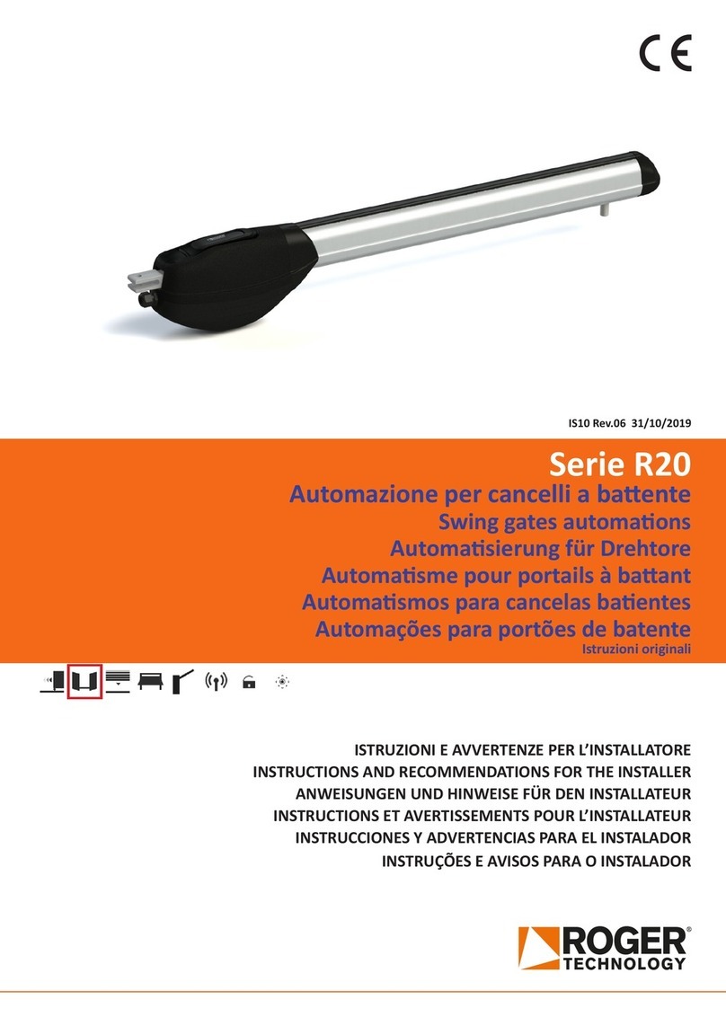 Roger R20 Series INSTRUCTIONS AND RECOMMENDATIONS FOR THE INSTALLER