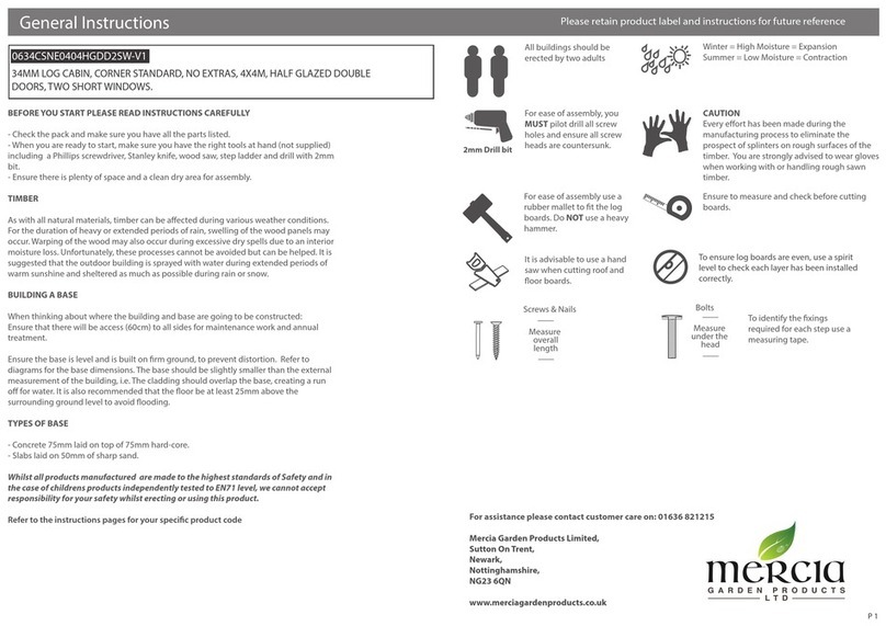 Mercia Garden Products 0634CSNE0404HGDD2SW-V1 General instructions