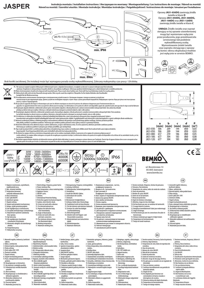 BEMKO JASPER JAS1-030DG installation instructions