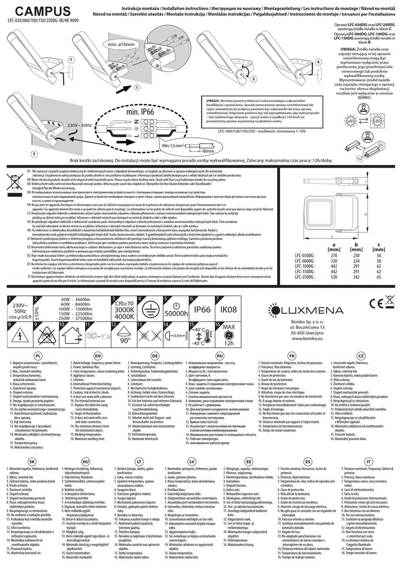 BEMKO Luxmena CAMPUS LFC-030DG-3K-9090 installation instructions