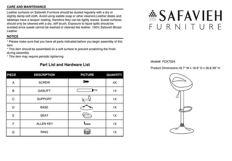 Safavieh Furniture Zeba FOX7524 manual Safavieh Furniture Zeba FOX7524 manual