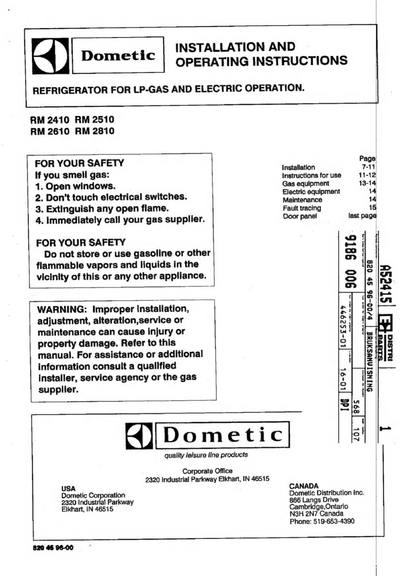 Dometic RM2410 User manual