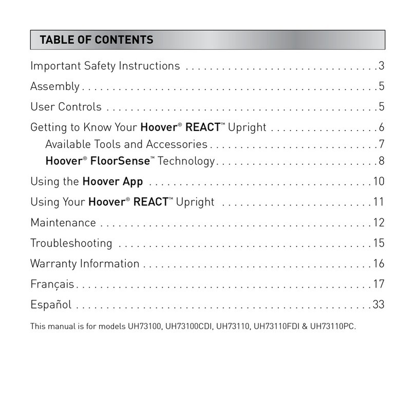 Hoover REACT UH73100CDI User manual