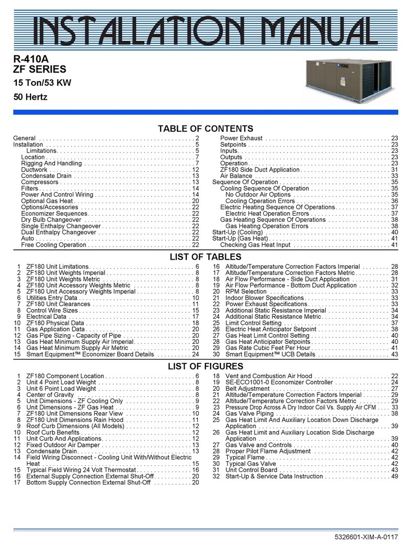 York ZF SERIES installation manual