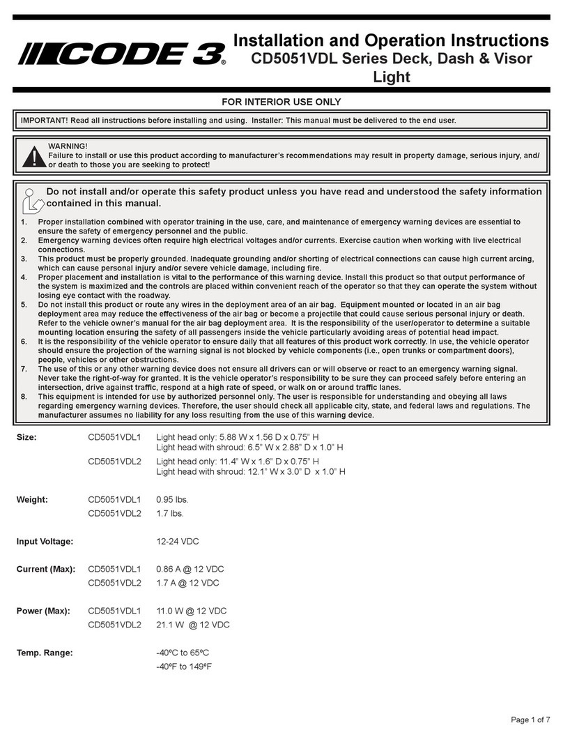 Code 3 CD5051VDL1 Series Owner's manual