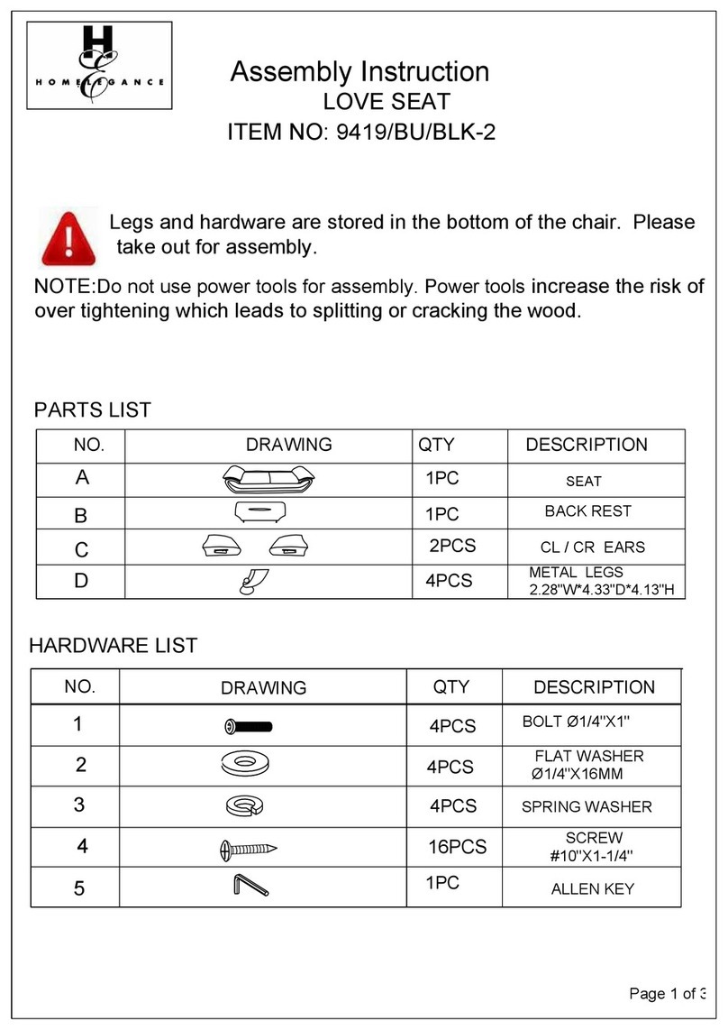 Homelegance Matteo 9419/BU/BLK-2 User manual Homelegance Matteo 9419/BU/BLK-2 User manual