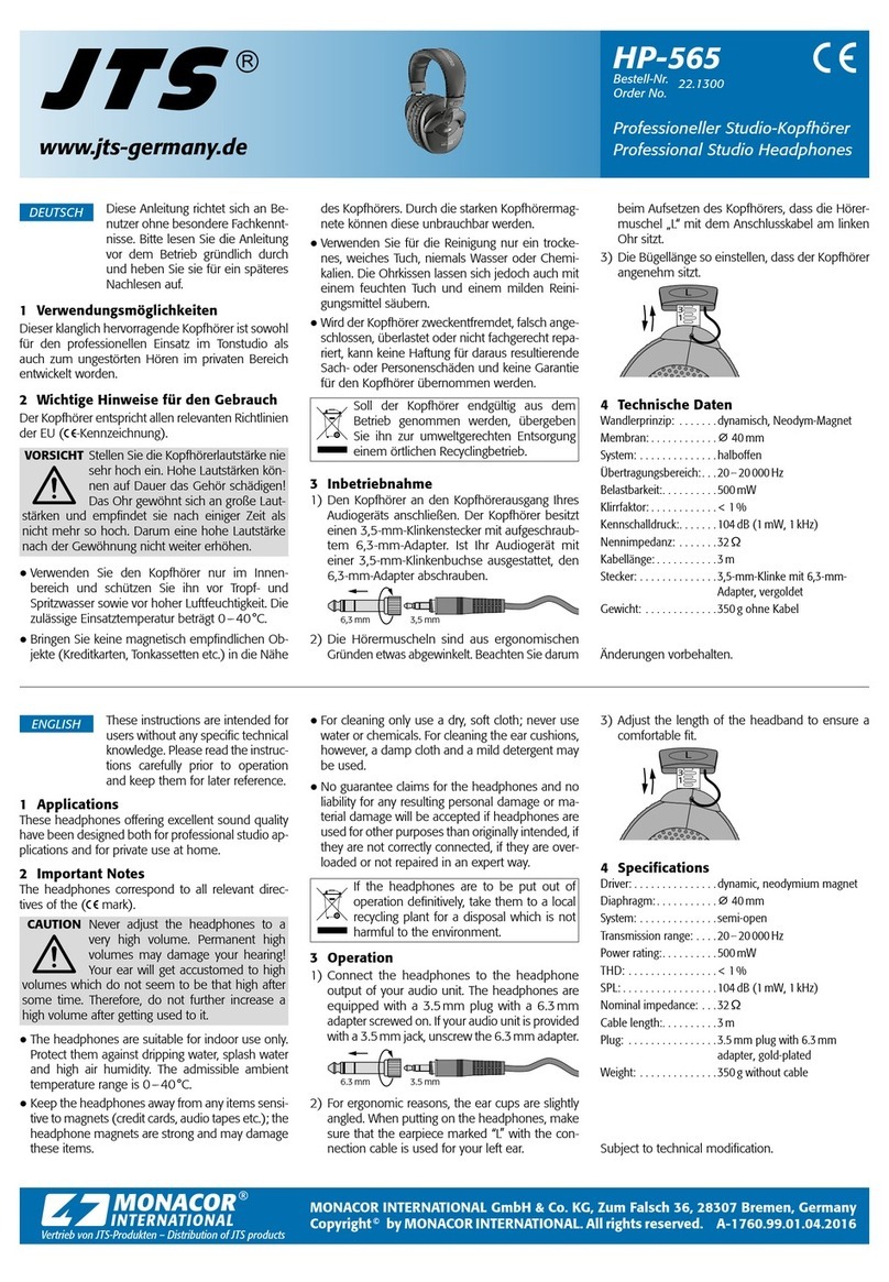 JTS HP-565 manual