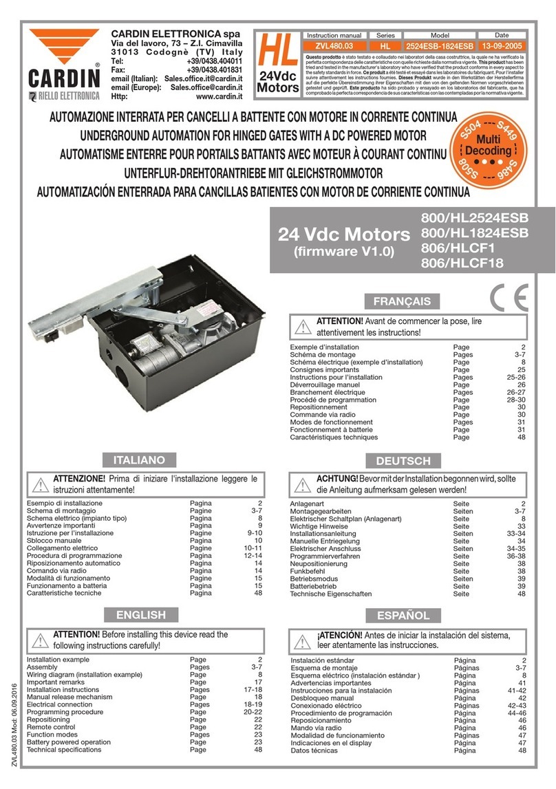 Cardin 800/HL2524ESB manual