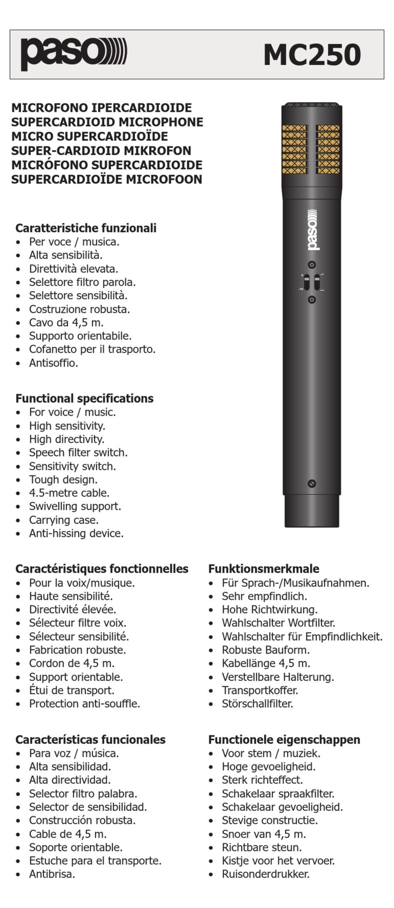 Paso MC250 User manual