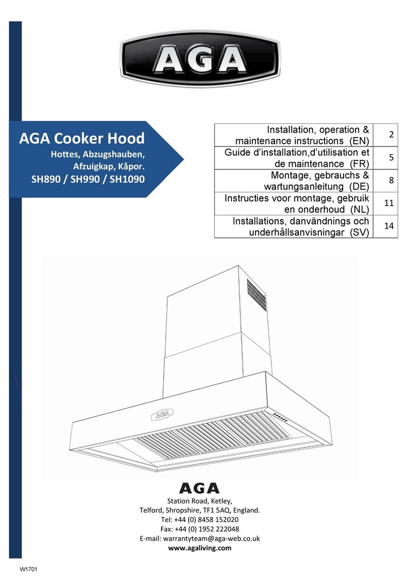 AGA SH890 Installation, operation & maintenance instructions