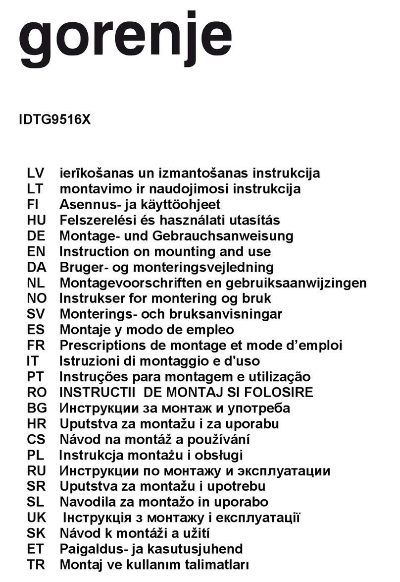 Gorenje IDTG9516X Instruction on mounting and use