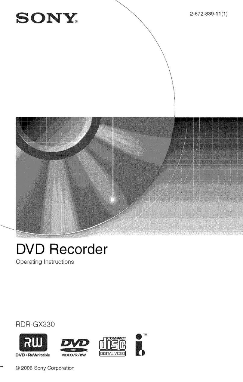 Sony RDR-GX330 - DVD Recorder With TV Tuner User manual