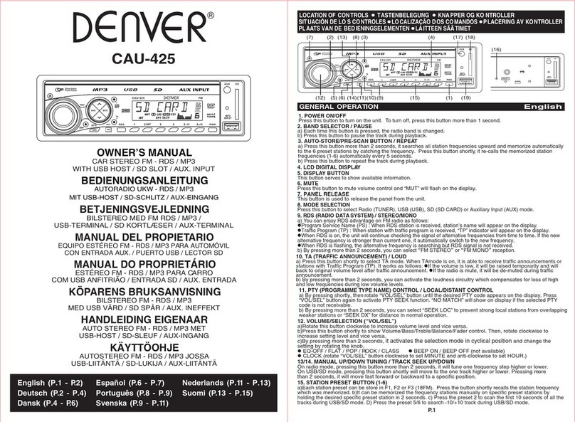 Denver CAU-425 owner's manual