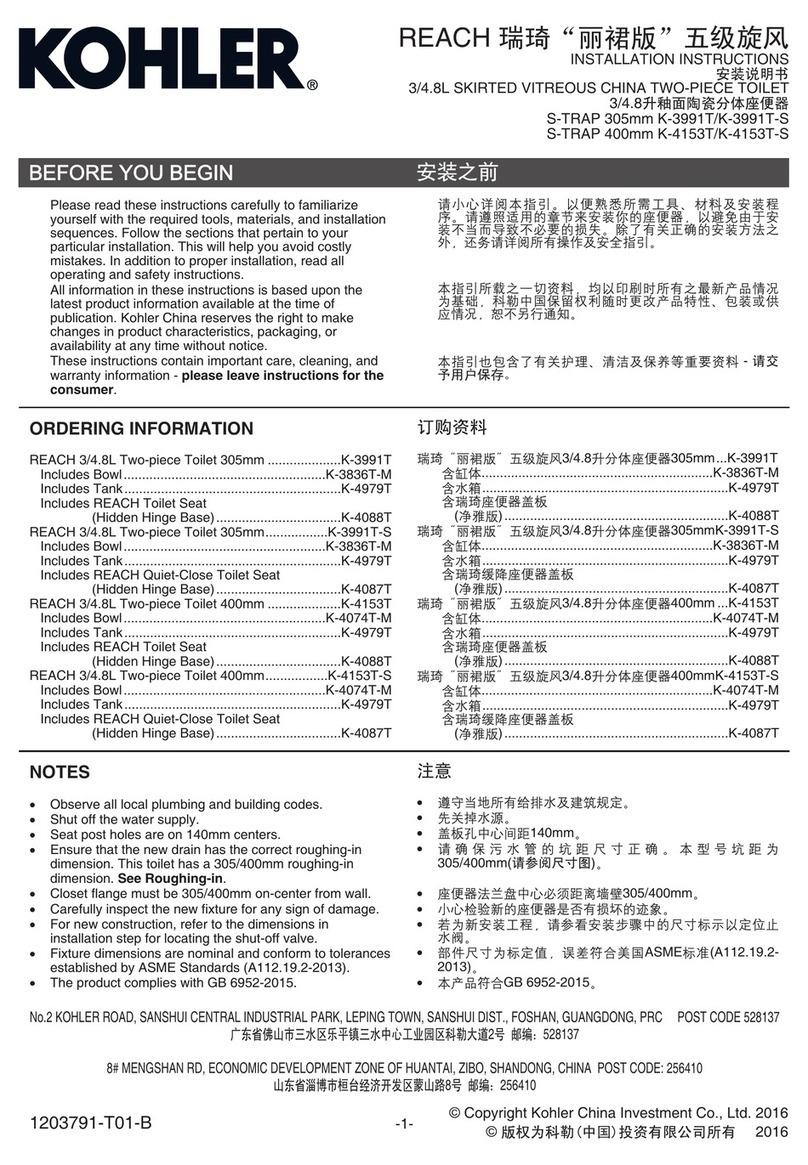 Kohler S-TRAP K-3991T User manual