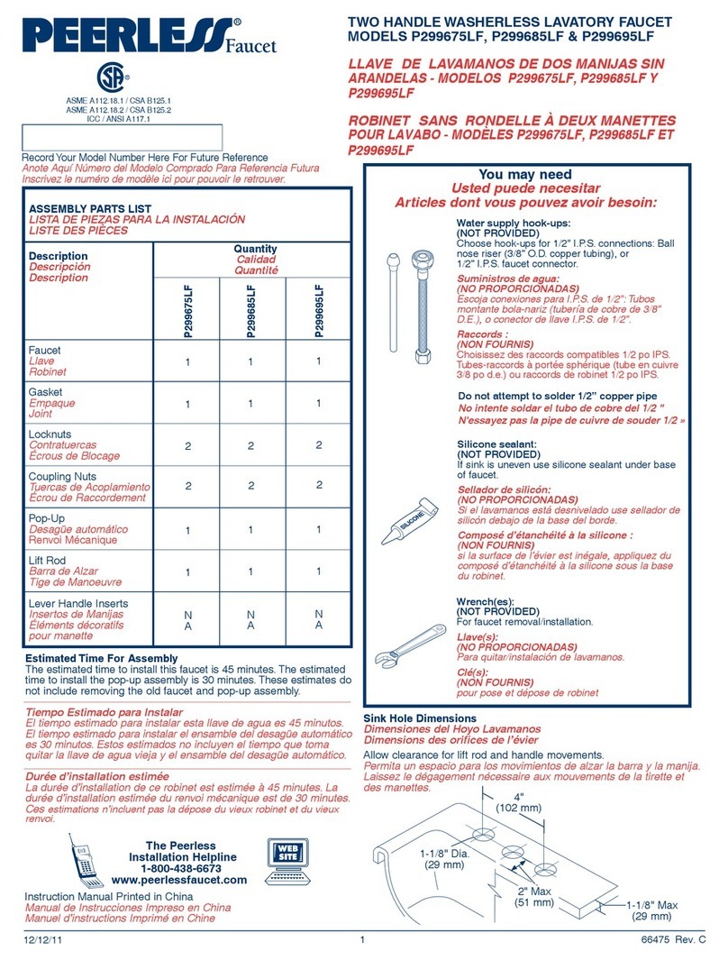 Peerless Faucet P299675LF manual