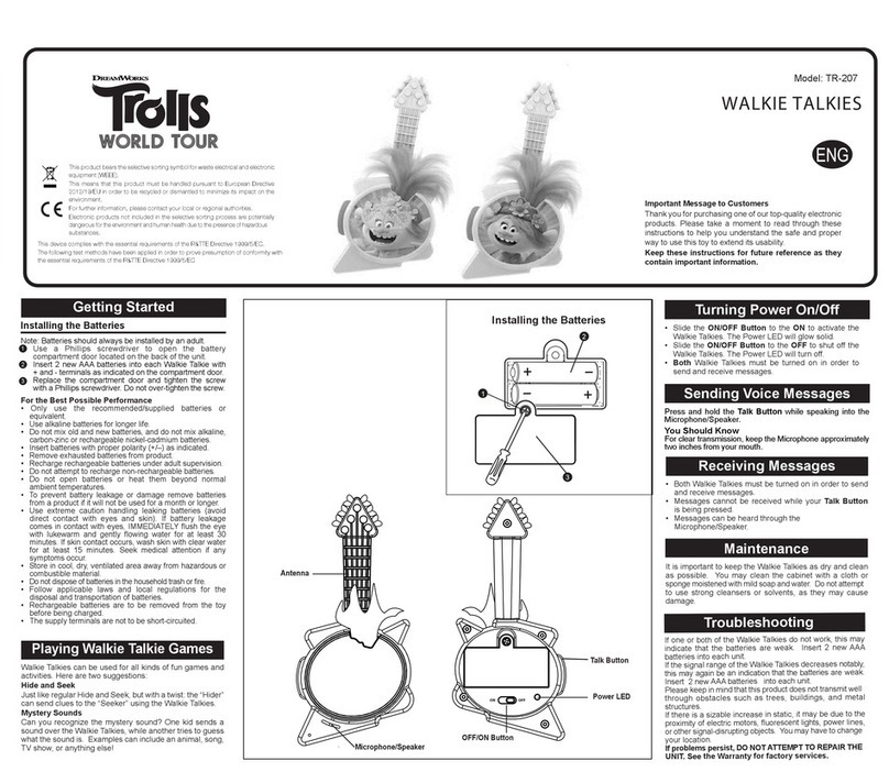 KIDdesigns DreamWorks Trolls WORLD TOUR TR-207 manual