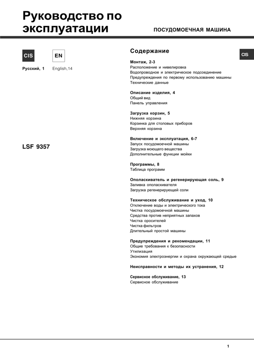 Hotpoint Ariston LSF 9357 operating instructions