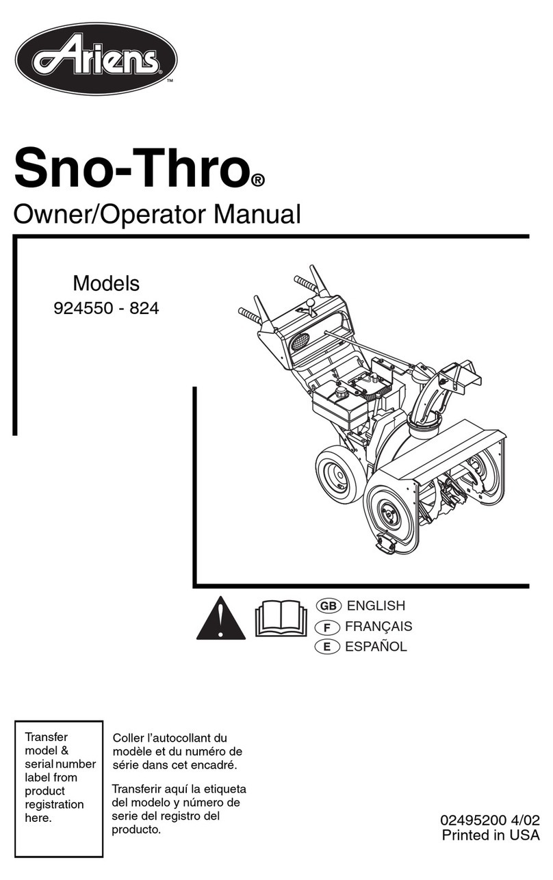 Ariens Sno-Thro 924550 Owner's manual
