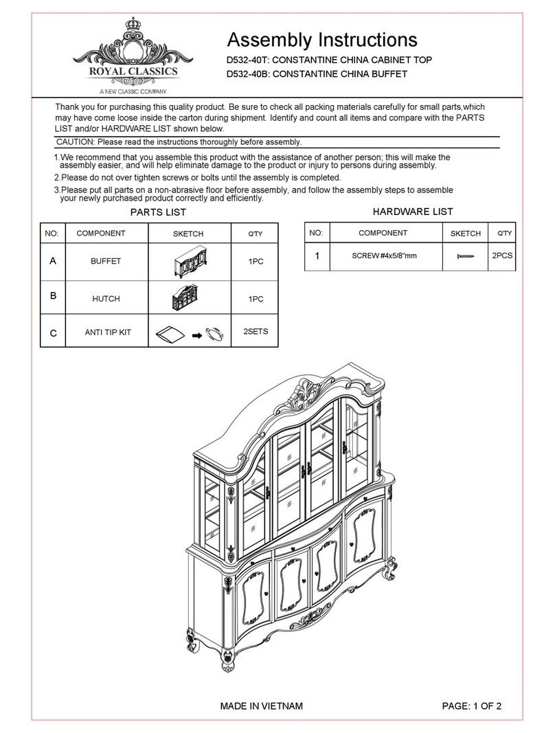 Royal Classics CONSTANTINE CHINA D532-40T Assembly instructions Royal Classics CONSTANTINE CHINA D532-40T Assembly instructions