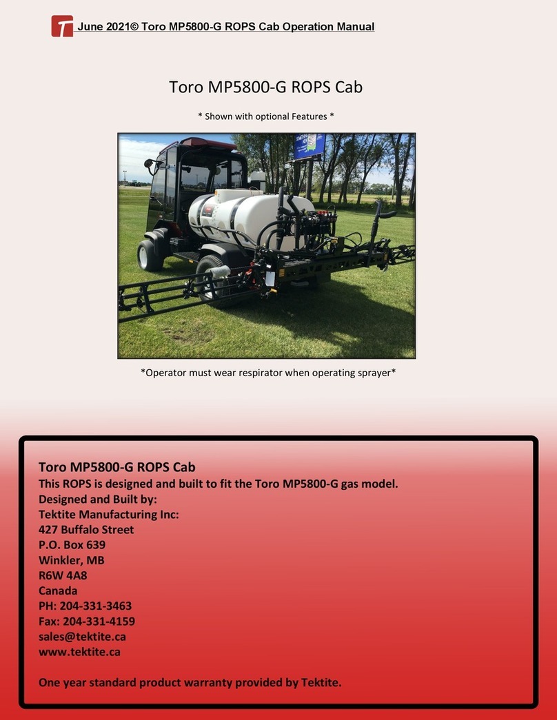 Tektite Toro Multi Pro MP5800-G ROPS Cab Operation manual
