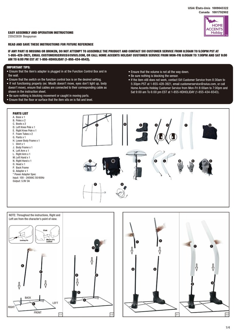 Home Accents Holiday Boogeyman 23SV23839 Easy Assembly and operation instructions Home Accents Holiday Boogeyman 23SV23839 Easy Assembly and operation instructions