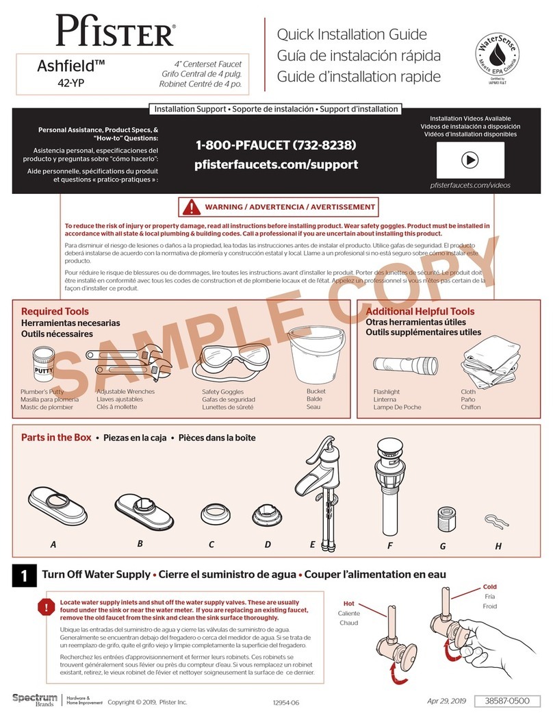 Spectrum Brands Pfister Ashfield 42-YP Quick installation guide