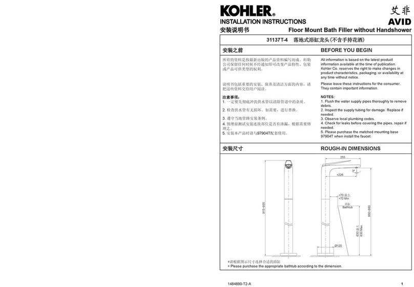 Kohler AVID 31137T-4 User manual