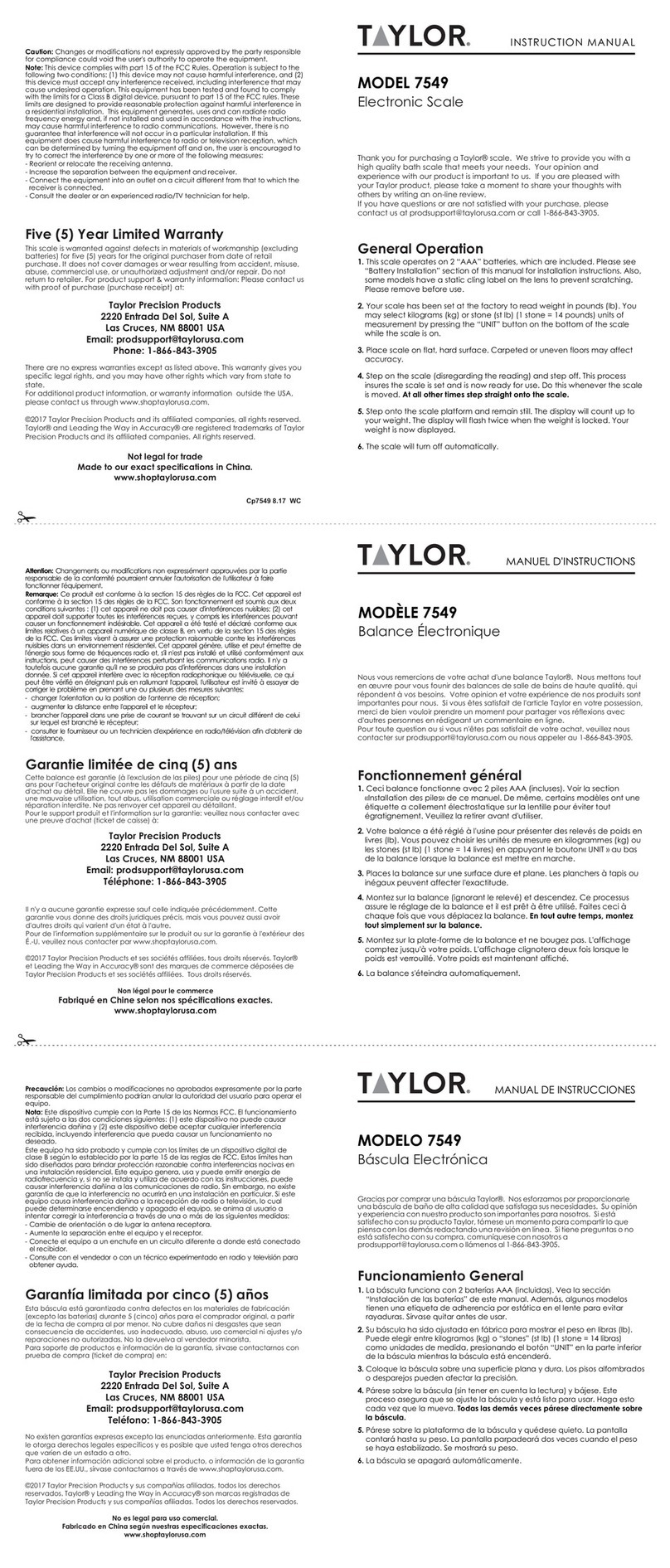 Taylor 7549 instruction manual