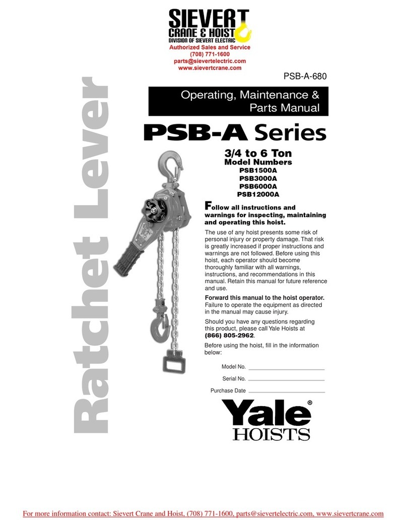 Yale HOISTS PSB-A Series Operating, Maintenance & Parts Manual