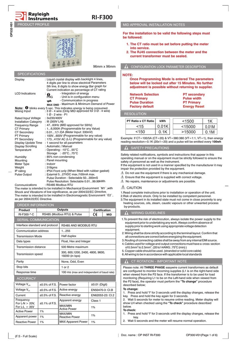 Rayleigh Instruments RI-F300 manual