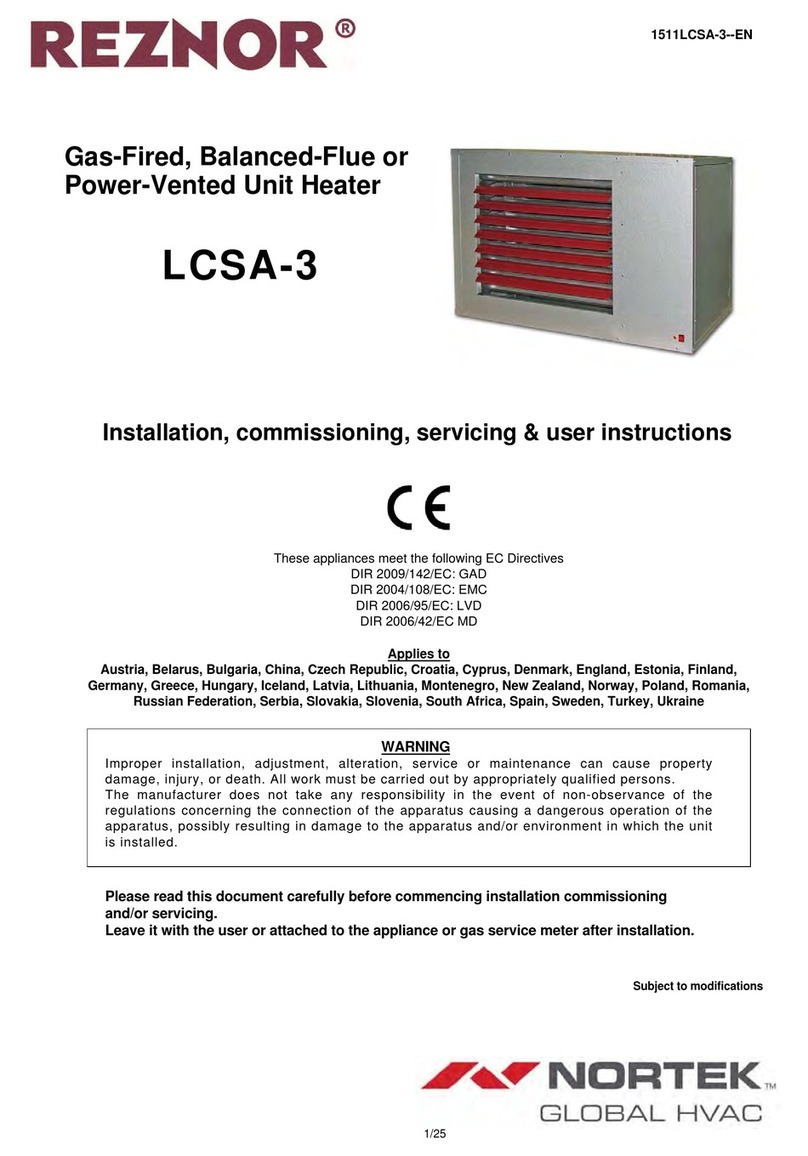 Nortek Global Reznor LCSA-3 User manual