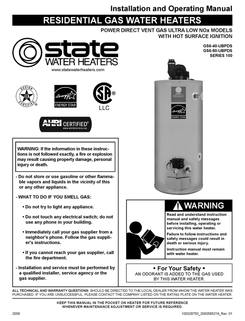 State Water Heaters GS6-40-UBPDS Installation and operating manual