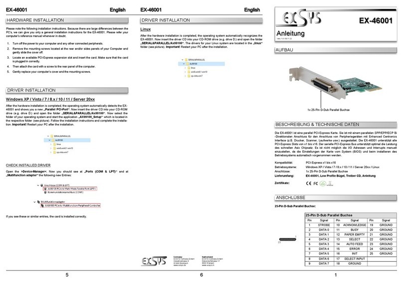 Exsys EX-46001 User manual