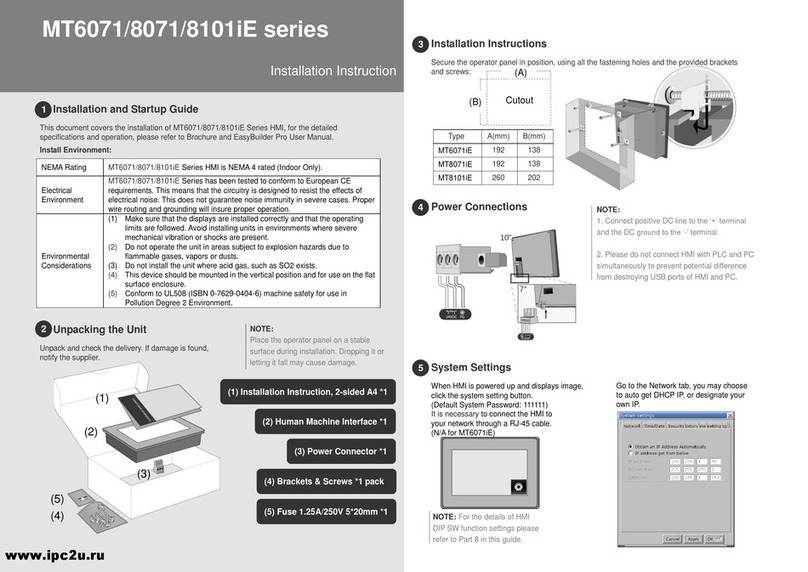 weintek MT6071iE Series Installation instruction
