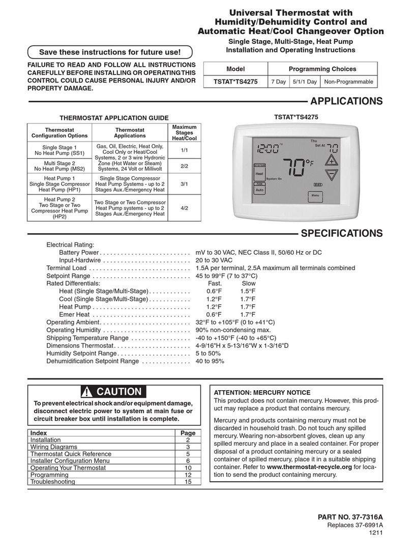Copeland TSTAT TS4275 Series Installation and operating instructions