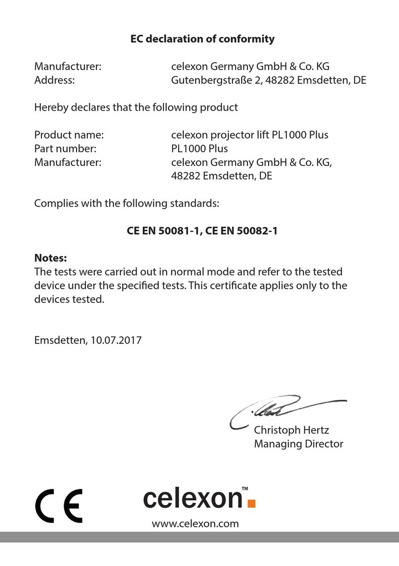 Celexon PL1000 Plus installation manual Celexon PL1000 Plus installation manual
