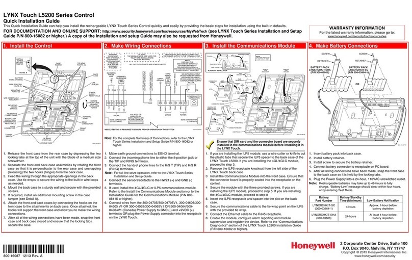 Honeywell LYNX Touch L5200 Series User manual