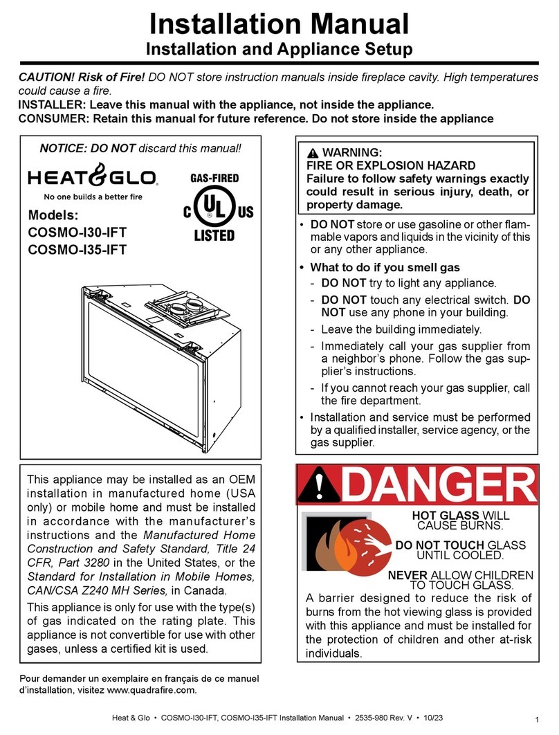 Heat & Glo COSMO-I30-IFT User manual