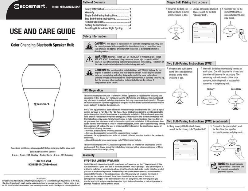 Eco-Smart BTA19RGB3KECP User manual