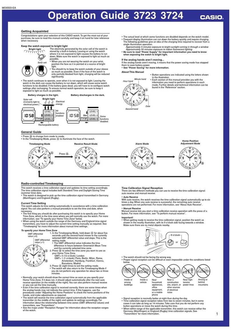Casio Wave Ceptor WVQ-110TDE-1A User manual Casio Wave Ceptor WVQ-110TDE-1A User manual