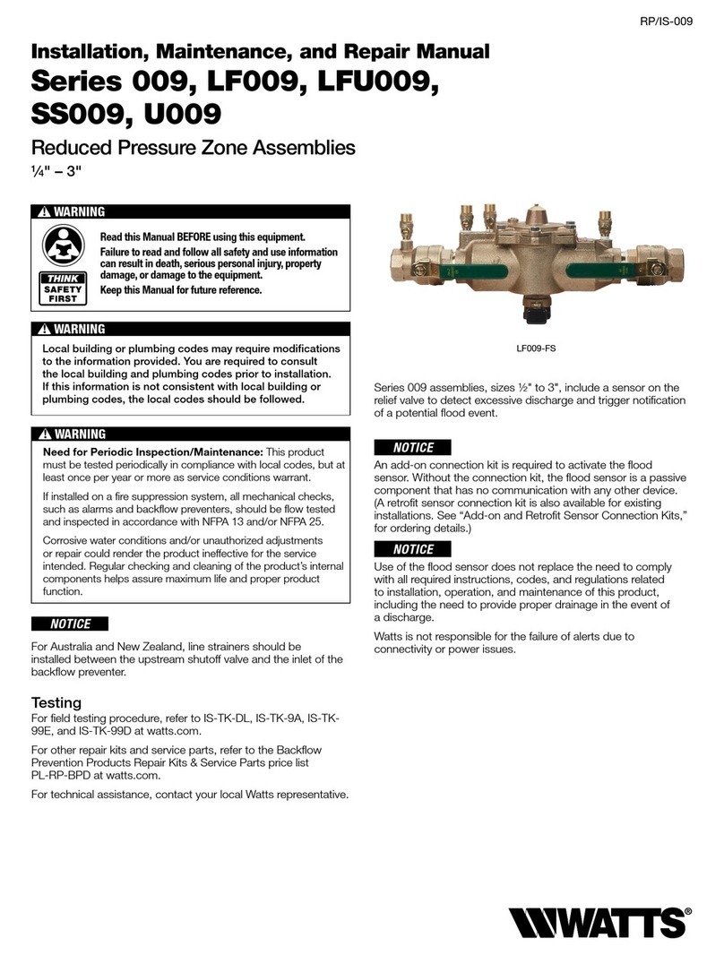 Watts 009 Series Operating instructions